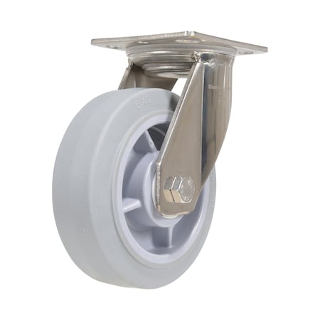 Vestil Thermoplastic Rubber Swivel Caster 6 In. Diameter x 2 In. Width 600 Lb. Capacity Gray CST-E-SS-6X2TPR-S