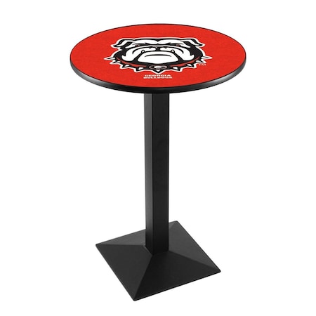 Holland Bar Stool Co 42" Blk Wrinkle Georgia "Bulldog" Pub Table, 36" dia. Top L217B4236GA-Dog