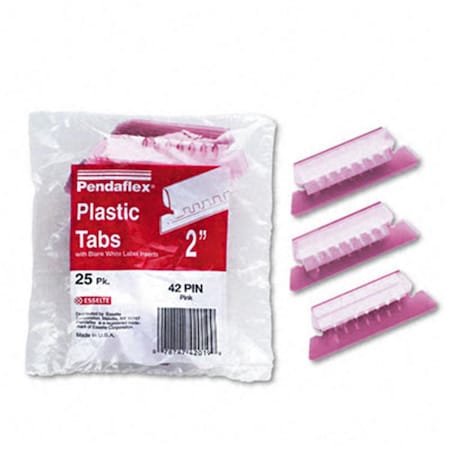 Pendaflex Hanging File Folder Tabs- 1/5 Tab- 2 in- Pink Tab/White Insert, 25PK 42-PIN
