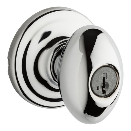Kwikset Laurel Knob Entry Door Lock SmartKey with New Chassis with 6AL Latch and RCS Strike Bright Chrome Fi 740L-26S