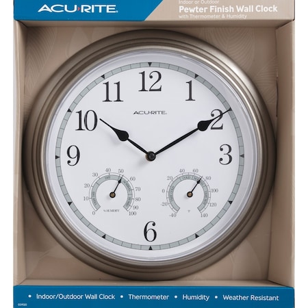 Acurite 13.5 Metal Indoor/Outdoor Clock Thermometer 00920A4