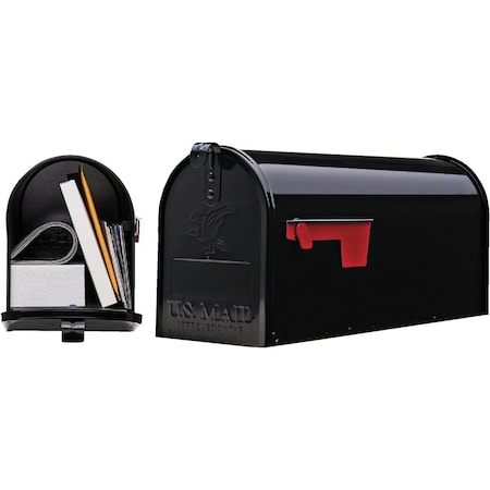 Gibraltar Elite Series T1 Black Steel Rural Post Mount Mailbox E1100BAM