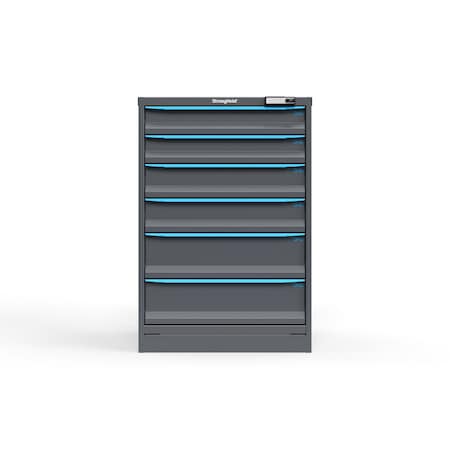 Strong Hold 6 drawer cabinet - (2x 4ft, 2x 5ft, 2x 7ft) - Blue accents - E-Lock w/ Tracking S3044-PPTAS-0602FS