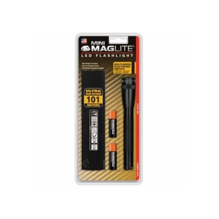 Mag-Lite Mini Maglite LED Flashlight, 2 AA, 97 Lumens, Black 459-SP2201H