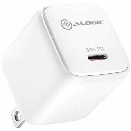 Alogic 30W MINI GAN WALL CHARGER - 1X USB-C OUTPUT, WHITE, US WCG1X30WH-US