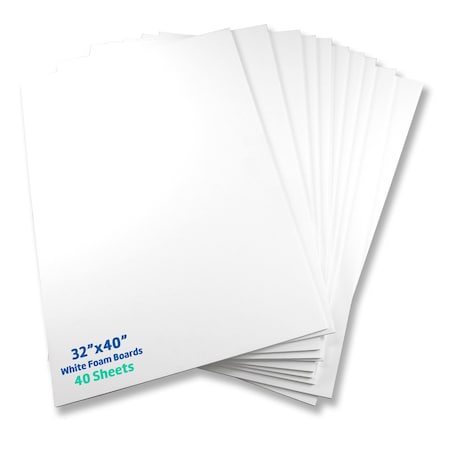 Flipside 32 in x 40 in Double-Sided White Foam Board, 3/16 in Thick, 40PK 32400-40
