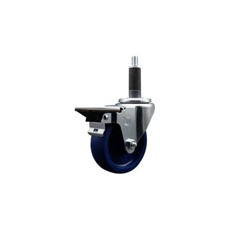 Service Caster 4'' Solid Poly Swivel 1'' Expanding Stem Caster with Brake SCC-EX20S414-SPUS-PLB-1