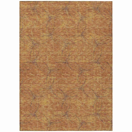Homeroots 9' X 12' Copper And Ivory Geometric Washable Indoor Outdoor Area Rug 614069