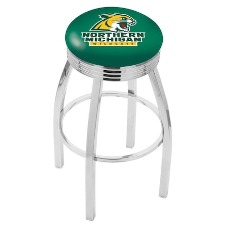 Holland Bar Stool Co 30" Chrome Northern Michigan Swivel Bar Stool, Accent Ring L8C3C30NorMic