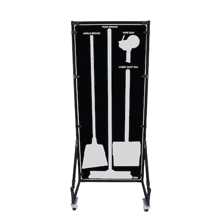 5S Supplies Housekeeping Shadow Board Broom Station V7, Black / Gray, Kit, No Text HSB-V7-BLACK/GRAY-KIT-NO TEXT