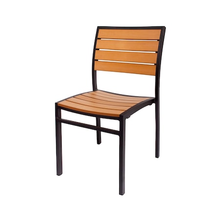 Bfm Seating Largo Stacking Teak Patio Dining Chair PH102CTKBL