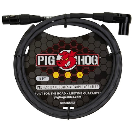 Pig Hog Hex Series Right Angle Mic Cable, 6-Feet - Grey PHMH6GRR