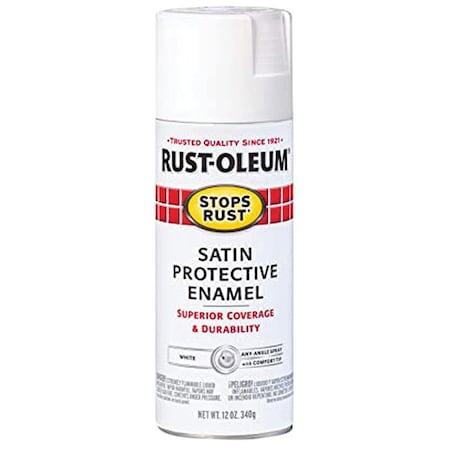 Stops Rust 12 Oz Rust-Oleum Brands White Protective Enamel Spray Paint, Satin 7791830