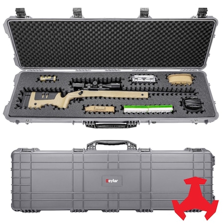 Eylar 53in Hard Rifle Case Equipped With Ragar Reconfigurable & Reusable XP Crosslinked Foam Insert SA00015-GRA-RG-XP