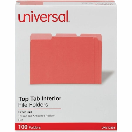Universal Universal Recycled Interior File Folders, 1/3 Cut Top Tab, Letter, Red, 100/Box UNV12303***