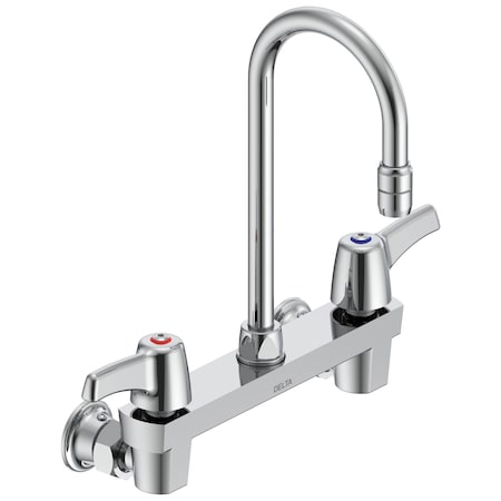 Delta Commercial 28C3 / 28C4 / 28C6 Two Handle 8 In Wallmount Service Sink Faucet In Chrome 28C4943-R2