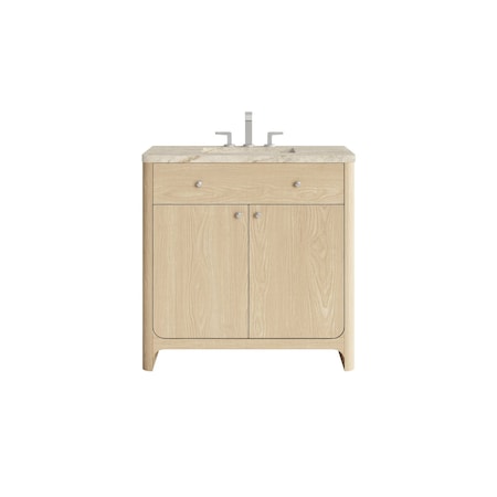 James Martin Vanities Gracyn 36" Single Vanity, Coastal Driftwood, w/ 3 CM Tajnar Eclos Widespread Top D125-V36-CSD-WTJR