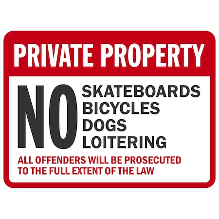 Lyle Private Property No Skateboarding Bicycles, 24x18, Diamond Grade, White G-11759-DG_24x18