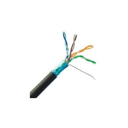 Cable Wholesale Direct Burial/Outdoor Rated Shielded Cat5e Black Ethernet Cable, Solid, 24 AWG, Spool, 1000 foot 10X6-722NH