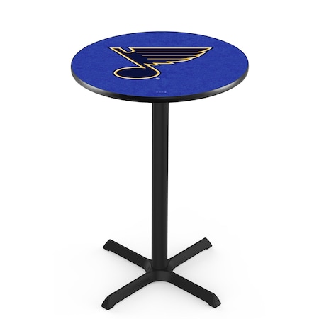 Holland Bar Stool Co 36" Blk Wrinkle St Louis Blues Pub Table, 36" dia. Top L211B3636STLBlu