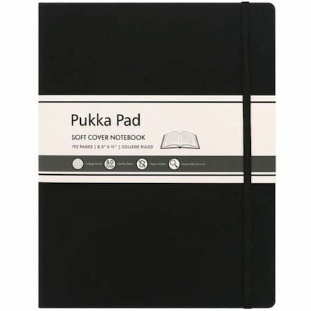 Pukka Pads Pukka Soft Cover Notebook, Lettersize, College Ruled, Black 9942-SIG