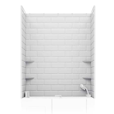 Anzzi 60 x 60 2-Piece Glue-Up Acrylic Shower Wall Set in White with 5x10 Subway Tile SW-6060RE510-WH