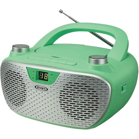 Jensen CD-485-GR CD-485 1-Watt Portable Stereo CD Player with AM/FM Radio (Green) CD-485-GR