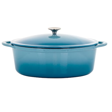 Megachef 7 Quarts Oval Enameled Cast Iron Casserole in Blue MG-CO33AB