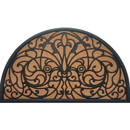 Direct Home Textiles Goup 18 in. W X 30 in. L Black/Brown Half Circle Rubber Door Mat BTC180-06