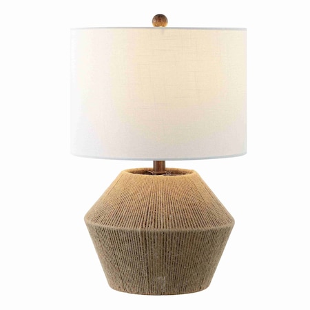 Jonathan Y Alma 21.75" Coastal Rustic Iron/Rope LED Table Lamp, Brown JYL4049A