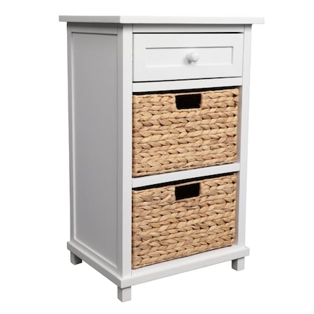 Happimess Malibu 26"H Rustic Handcrafted Water Hyacinth and Acacia Wood Accent Storage Nightstand w/Drawer an SHF2007W