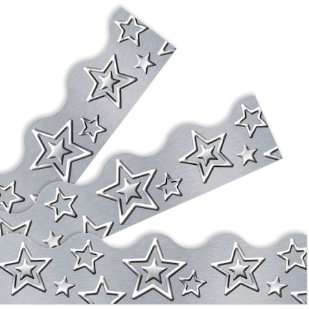 Trend Enterprises I Heart Metal Silver Stars Terrific Trimmers®, 39 Feet/Pack, PK6 T92682