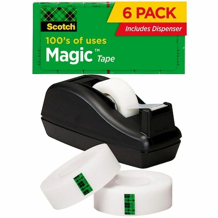 3M Magic Tape with Dispenser, 3/4x1000in, PK6 810C40BK