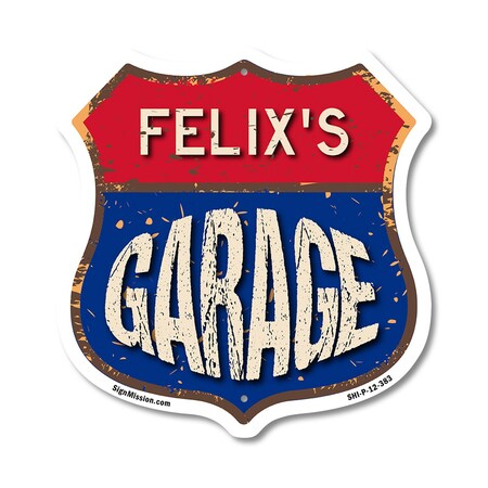 Signmission Felix's Garage, 12 Inch X 12 Inch, Plastic Sign SHI-P-12-383-FELIX