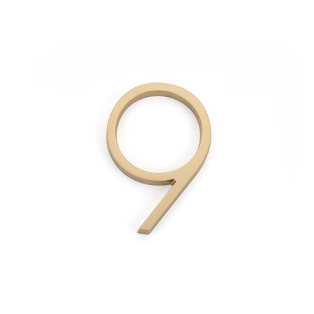 Emtek 7in Modern # 9 House Number Satin Brass Finish 2839US4