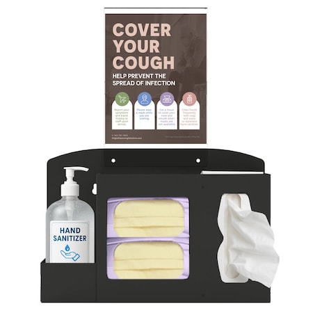 Origin Dispensing Solutions Hygiene Station Bundle-Gel Bottle-Steel-Black HS10S04BK