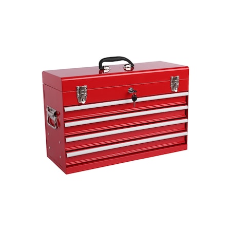 Homeroots 10" Red Multi-Tier Steel Cube or Bin With Lid 714602