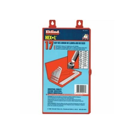 Eklind Hex-L Key Set, 17 per set, Hex Tip, Inch 269-10217