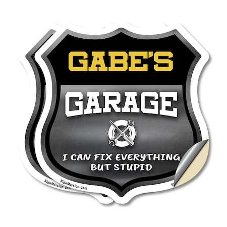 Signmission Gabe's Garage I Can Fix Everything But Stupid, 6 inch X 6 inch, Vinyl Decal, 2PK SHI-D-2PACK-6-490-GABE