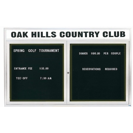 Aarco Illuminated Enclosed Letter Board Directory w/ Powder Coated White Al Frame and Header, 36''Hx60''W ADC3660HIW