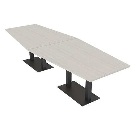 Skutchi Designs Hexagon Conference Table With Power Unit, 48 in W, 144 in L, Ivory HAR-HEX.IR-48X144-DOU.BK-K458-NA