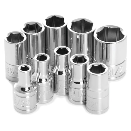 Perform Tool Socket Set 1/4 In Drive; Standard; 6 Point; Chrome Vanadium Steel W36002