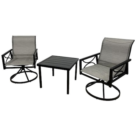 Seasonal Trends Woodsway Chat Set with Sling Chairs, Sling Fabric/Steel, Brown/Slat Ridge SH23S3010W