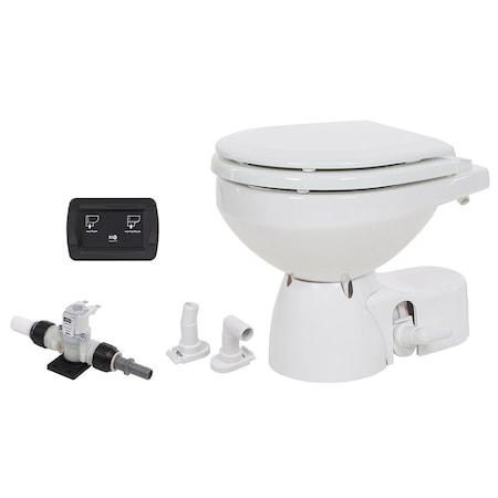 Jabsco Quiet Flush E2 Fresh Water Toilet Compact Bowl - 24V - Soft Close Lid 38045-3094RSP