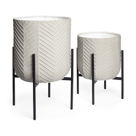 Homeroots Set of Two Black Metal 20 Ounce Round Pot Planters, 2PK 609416