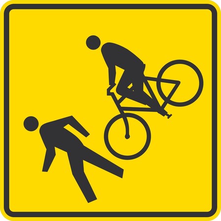 Lyle Pedestrian And Bike Crossing Symbol, 36x36, Engineer Grade, Yellow G-16070-EG_36x36