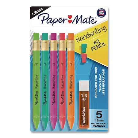 Paper Mate Handwriting Mechanical Pencil Set with Lead and Eraser Refills, HB (#2), Black Lead, 5PK 2017483