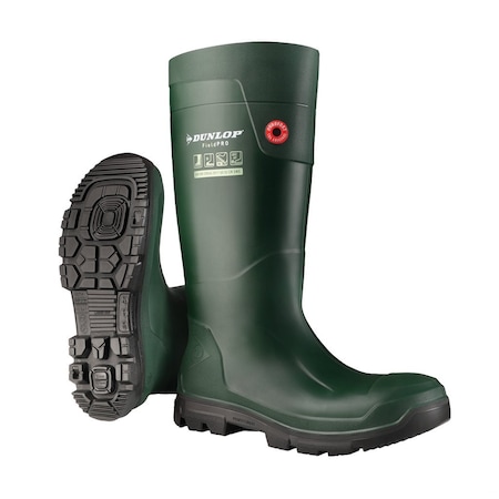 Dunlop Rubber Boot, 7D, Knee, Black; Green, PR EG62E33.39