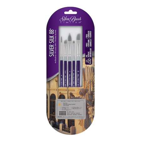 Silver Brush Silver Silk 88 Short Handle Brushes, Set No. 102, 5-Piece Set SK-8102S