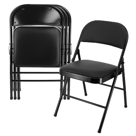 Elama 4 Piece Metal Folding Chair with Padded Seats in Black ELM-J0369A